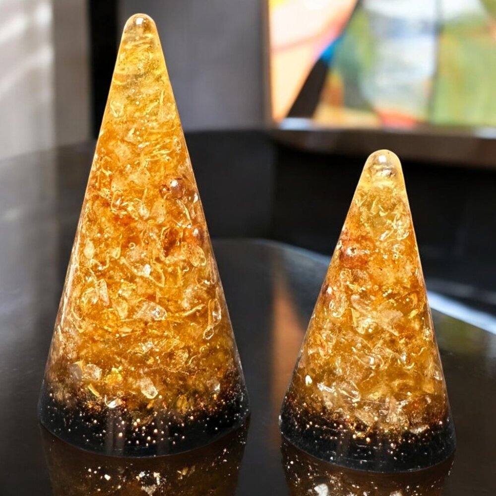 Citrine Orgonite Ring Cones | Ring Stand | Ring Holder
